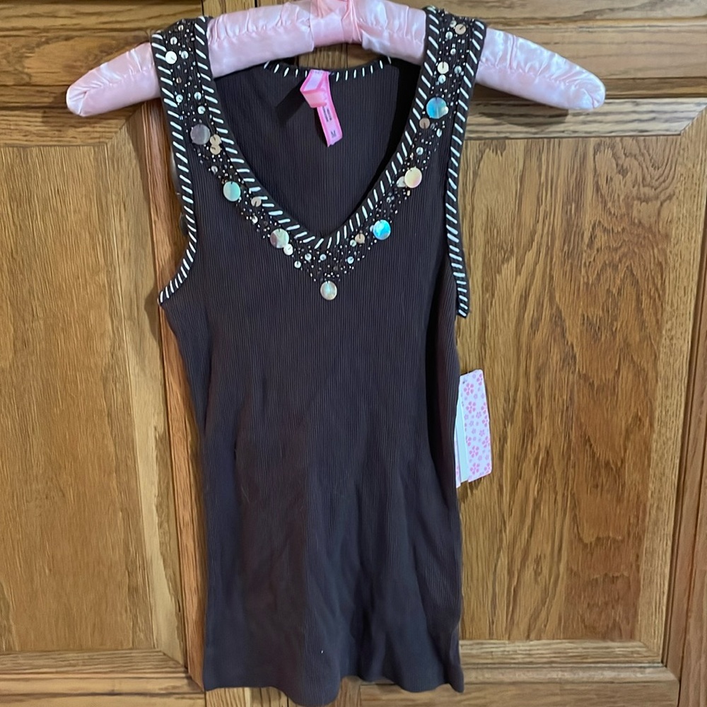 Energie brown sequined tank top Medium
